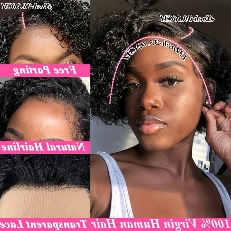 شعر مستعار بوب مجعد شعر الإنسان موجة عميقة الدانتيل الجبهة الباروكات شعر الإنسان 13x4 قصيرة عابث الباروكات للنساء شعر مستعار رطب ومموج قبل قطعها