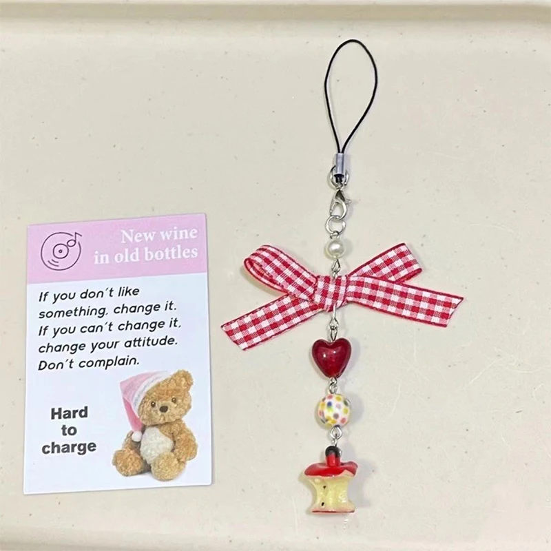 Boho Red Love Apple Beaded Phone Chain Girl Cartoon CCD Decorative Chain Cute Backpack Pendant Decorative Gifts image 4
