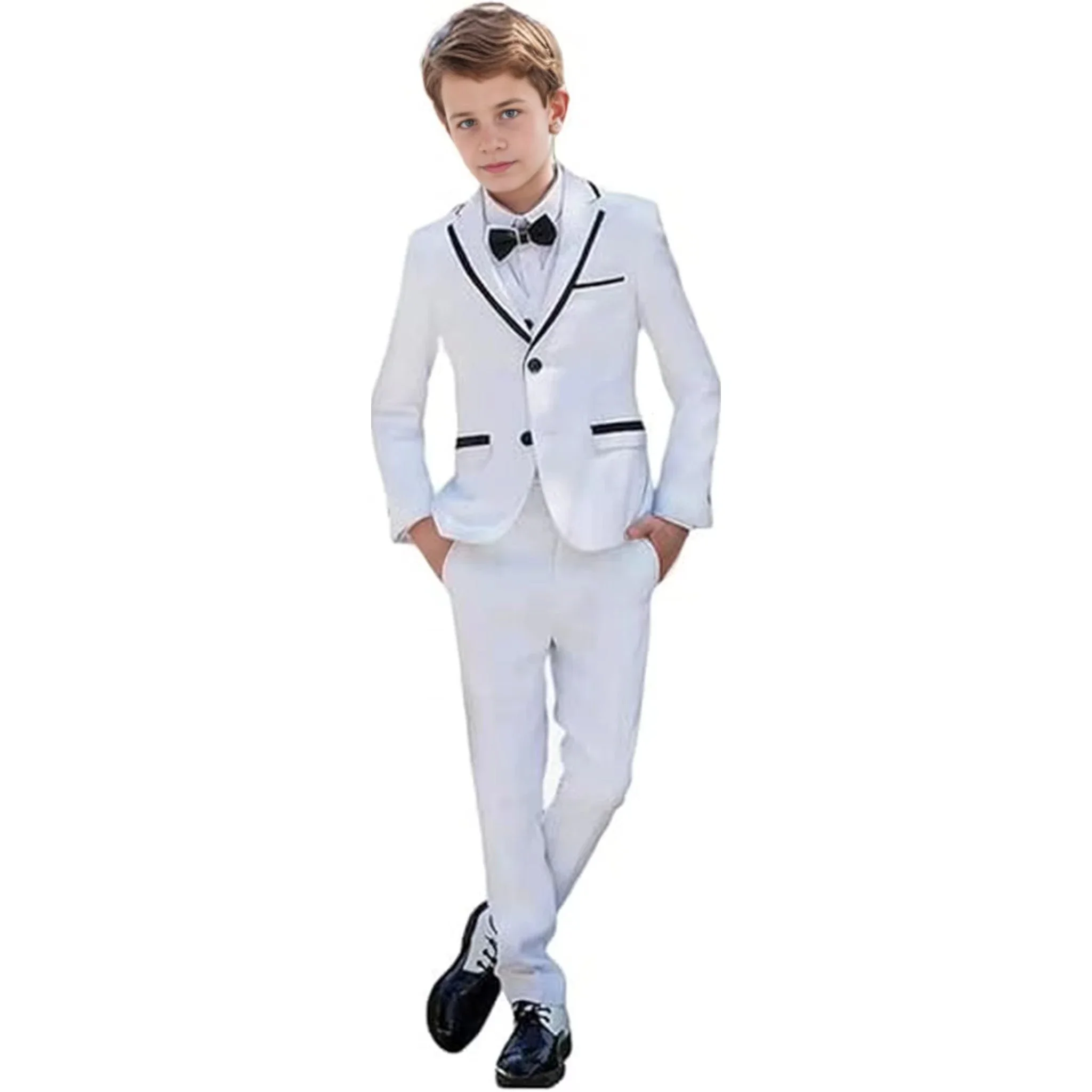 Formal Suits for Boys Notched Lapel Blazer with Pants 2 Pieces Wedding Kids Tuxedo Stylish Fashion Style Custom Made Suit
