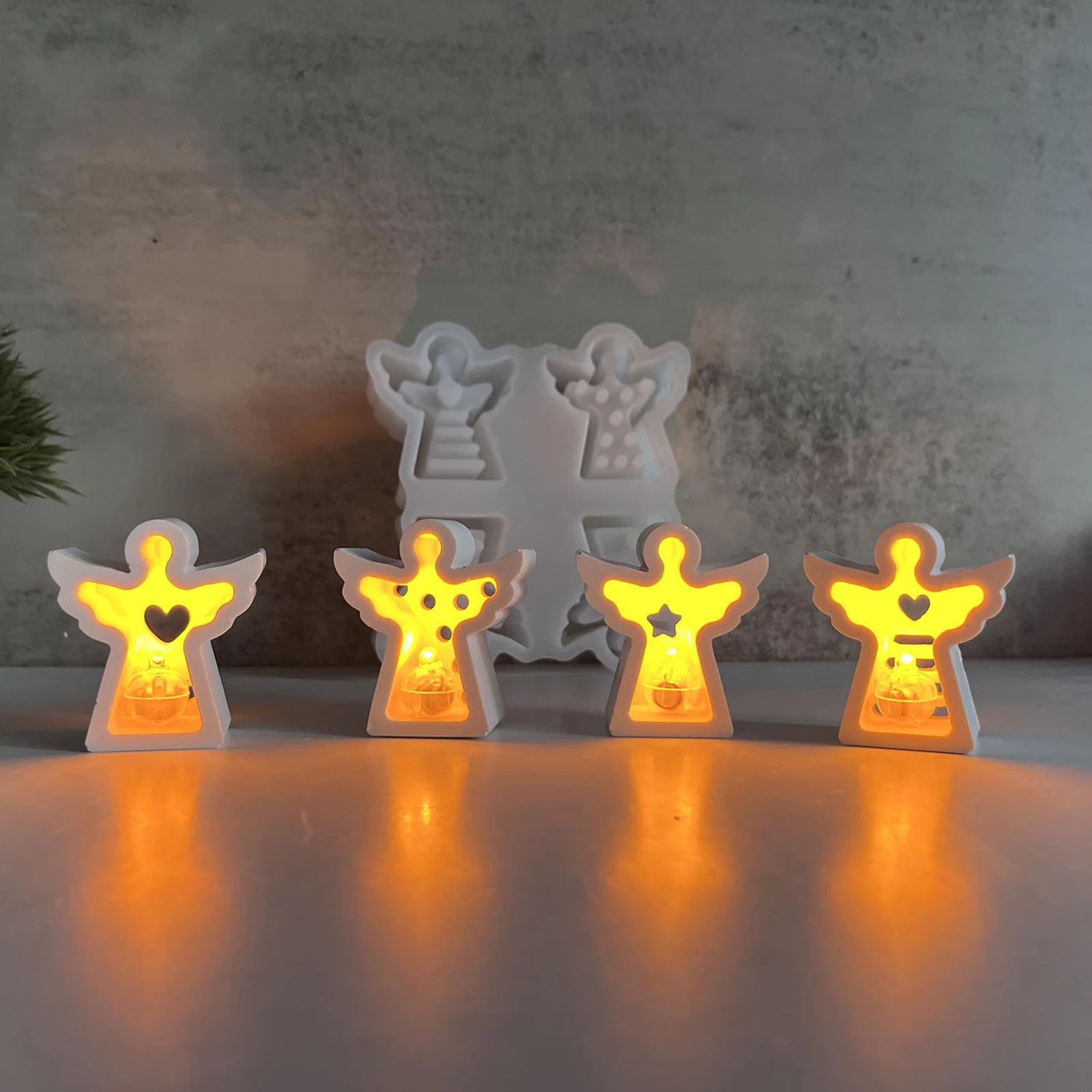 

Four Grid Atmosphere Decoration Lighting Angel Ornament Silicone Molds DIY Gypsum European Style Pendant Resin Mold Handicrafts