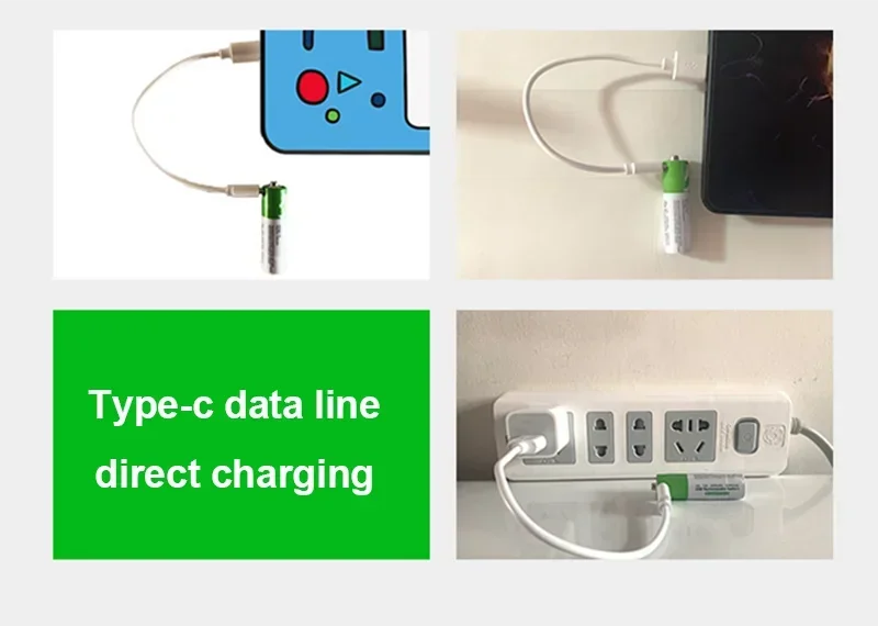 AA rechargeable battery 1.5V 2600 mWh lithium battery for combination lock,remote control, mouse, with USB TYPE-C charging cable