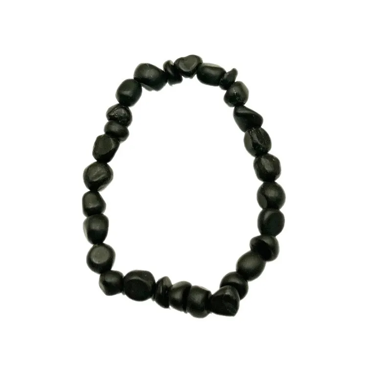 Wholesale Natural Shungite Rough Chips Bracelet Free‑Form Small Stone Unisex Bracelet With Original Natural Texture Jewelry