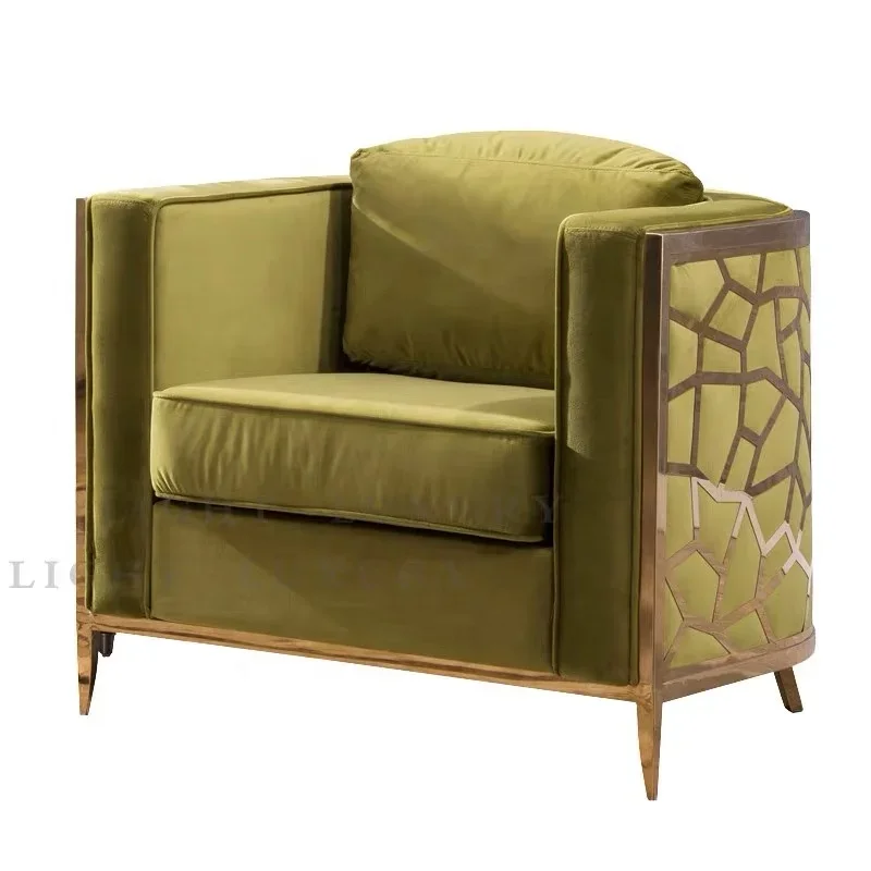 Living room sofa combination wrought iron gold-plated legs high-density sponge custom-made plus velvet leather fabric