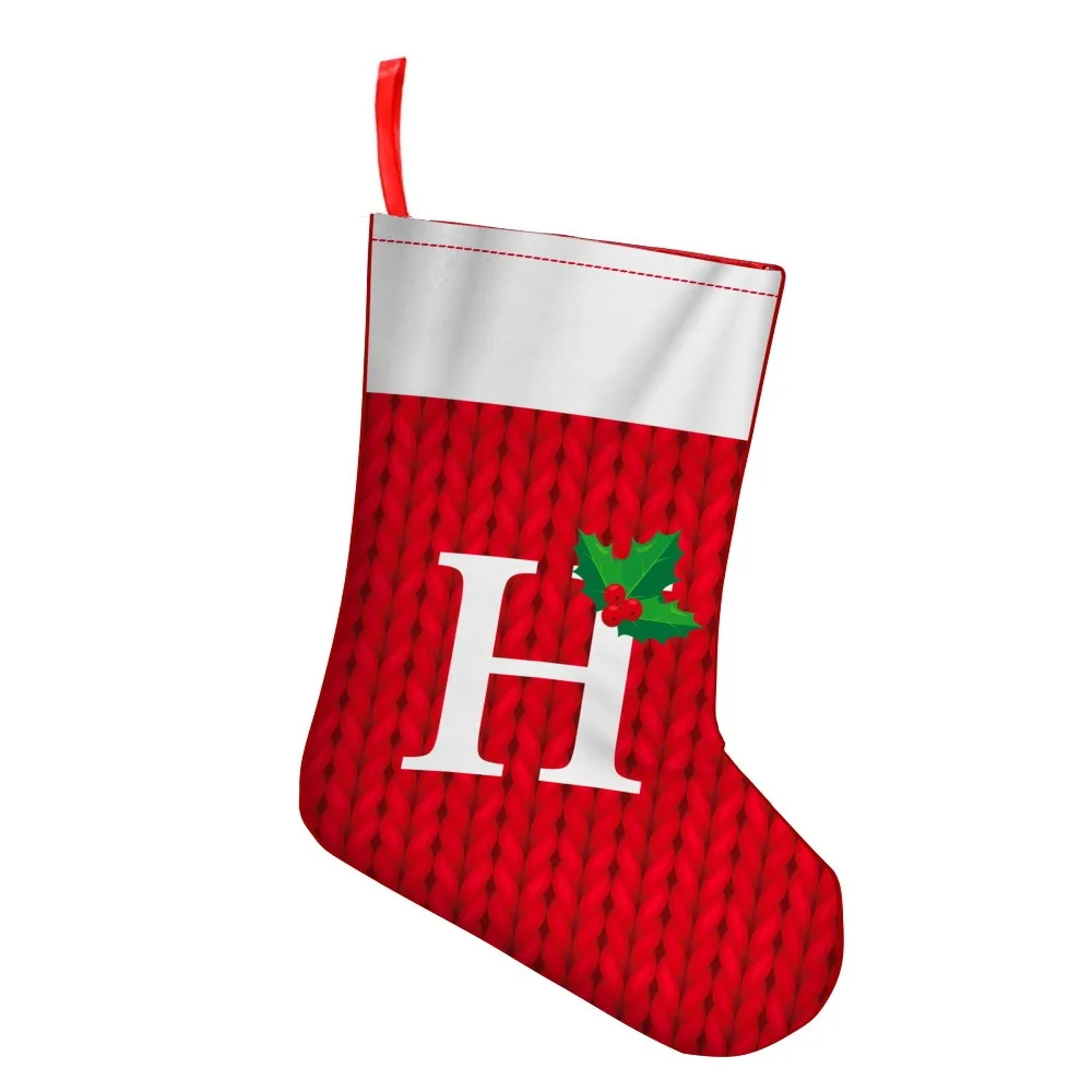 

Portable A-Z Christmas Alphabet Socks Creativity Cute Red Letter Socks Thickened Hangable Candy Bag Christmas Decorations