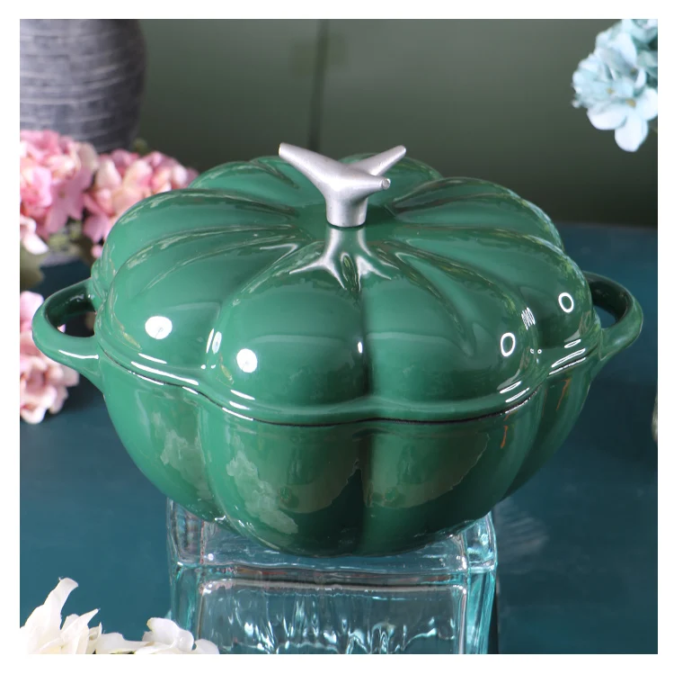 

Small Red Enameled Cast Iron Dutch Oven - Multiuse Stew Soup Pot for Gas/Induction, Pre-Seasoned Kitchenware