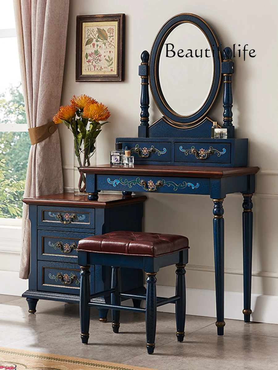 American style hand drawn retro vintage dressing table