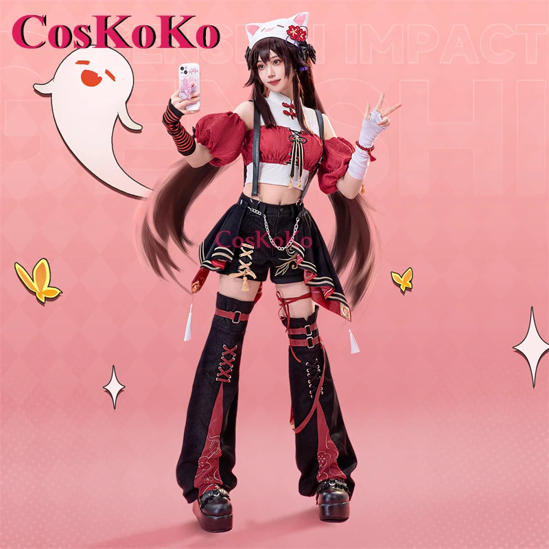 CosKoKo Hu Tao Cosplay Game Genshin Impact Costume Derivative Product Nifty Lovely Overalls Daily Leisure Outfit Trendy Clothing