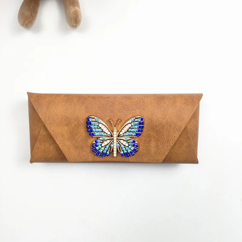 مجموعة مع الماس فراشة نظارات حافظة المرأة المضادة للضغط المحمولة حسن المظهر طالب قصر النظر نظارات تخزين النظارات الشمسية أ