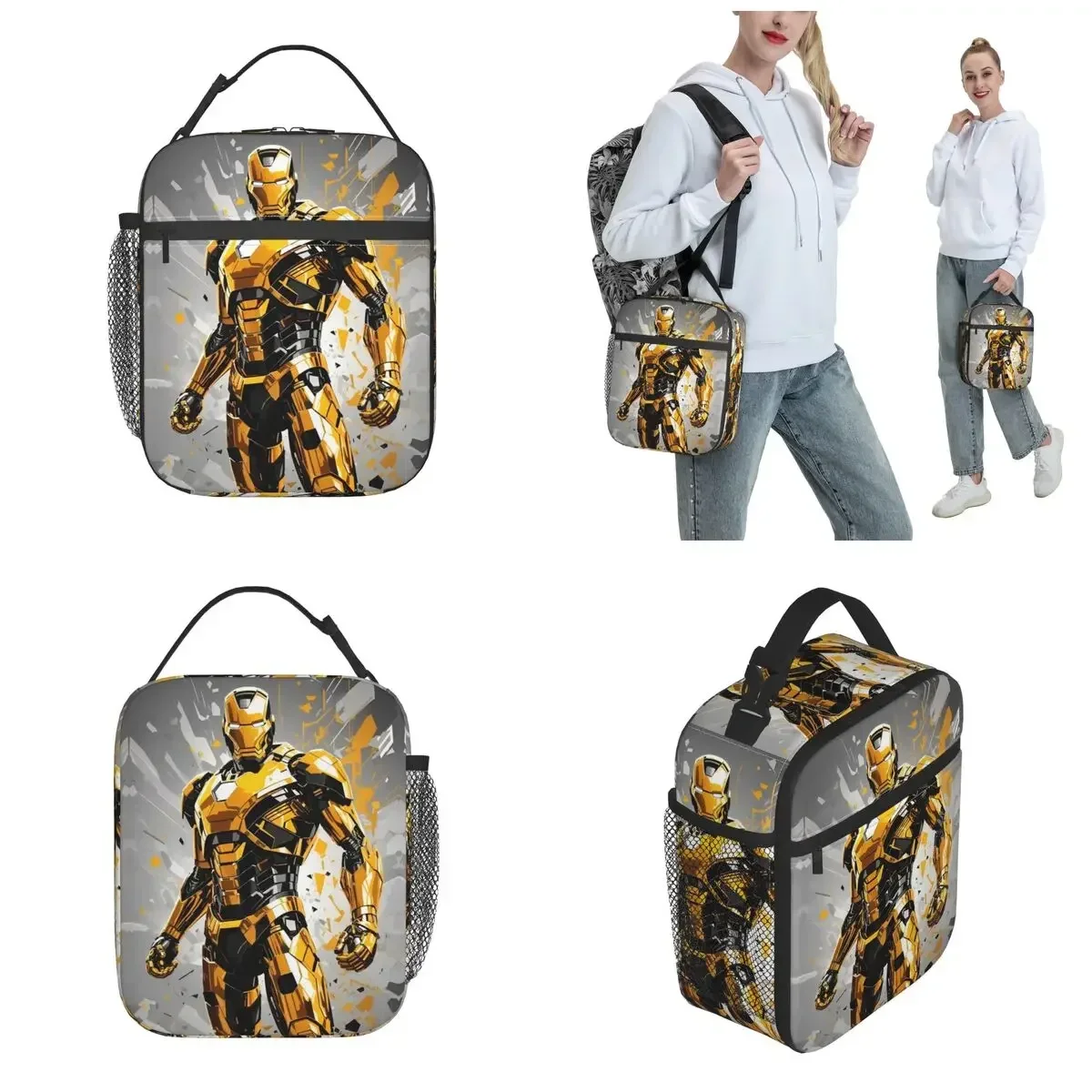 

Iron Man Heroes Return Insulated Lunch Bags Cooler Bag Meal Container Movie High Capacity Tote Lunch Box Food Handbags School
