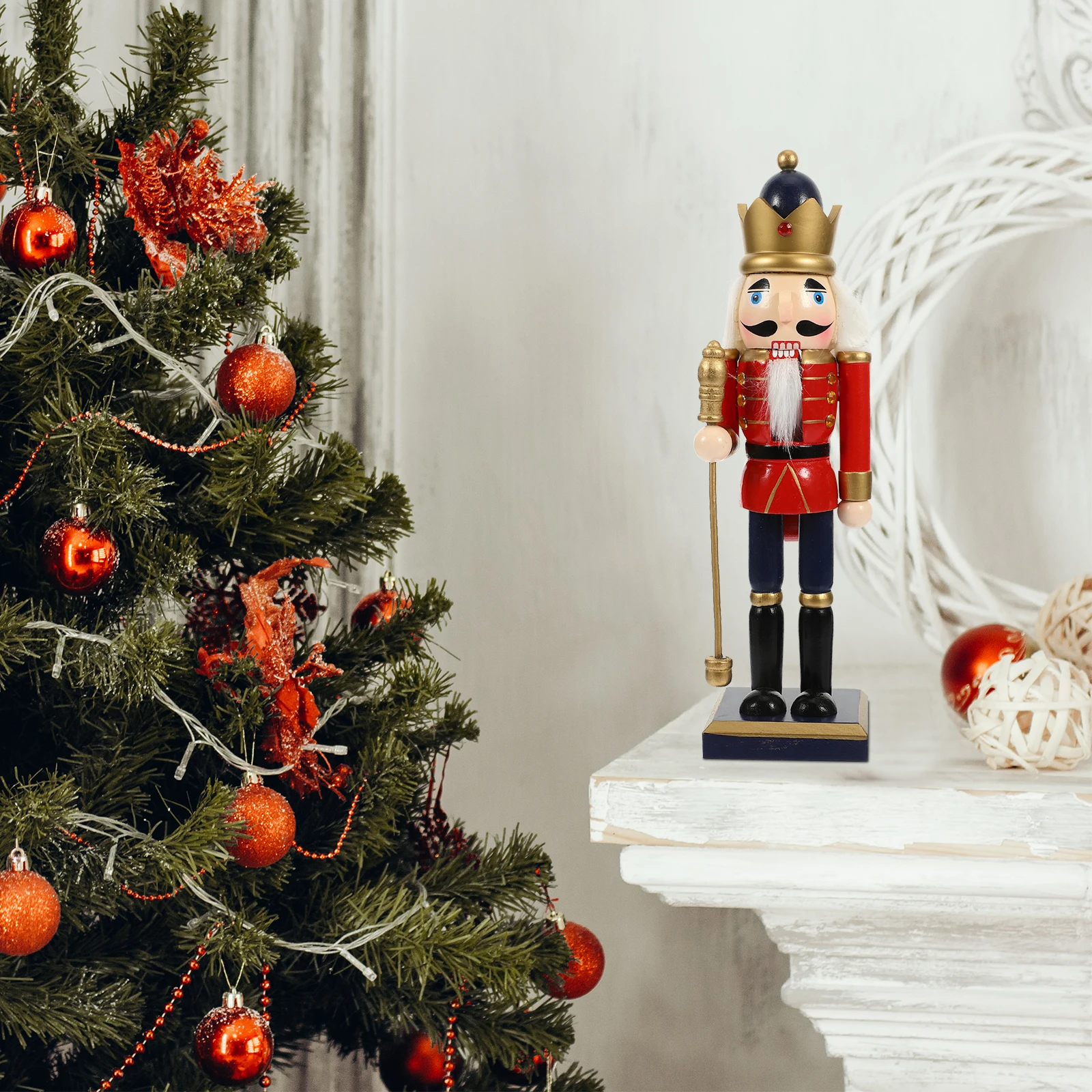 

Wood Nutcracker Christmas Statue Hand-Painted Xmas Ornament Desktop Nutcracker Holiday Decor Wood Nutcrackers Decor