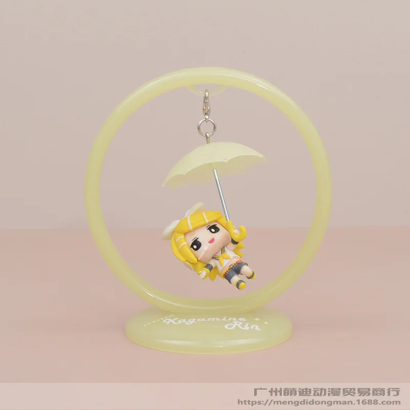 Figura de acción kawaii de Anime con paraguas, Kagamine Rin, versión Q, modelo de PVC, juguetes, adorno para coche, decoración de escritorio, regalos coleccionables