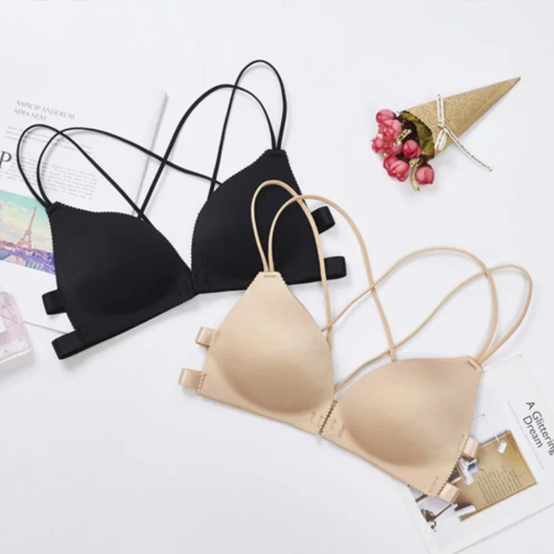 Front Buckle Beauty Back Bra No Steel Ring Small Chest Gather Up Underwear Feminine Sense Seamless Underwear One-piece Slim Bra