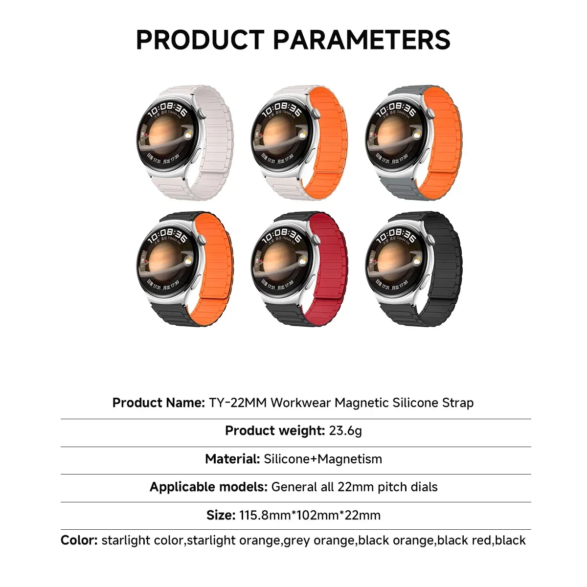 22 مللي متر الفرقة المغناطيسية لهواوي ساعة 4/3 برو GT4/3Pro 46 مللي متر في نهاية المطاف لينة سيليكون حلقة حزام ل Amazfit التوازن GTR 4/3/2 47 مللي متر