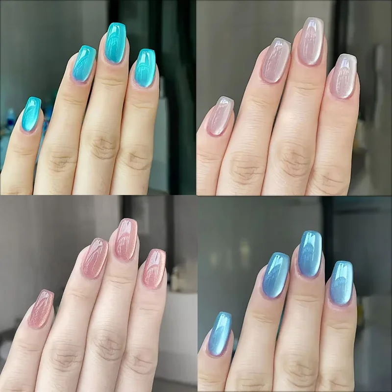 24pcs Short Square Ballet Fake - Nail Art Cat Eye Pink review and price