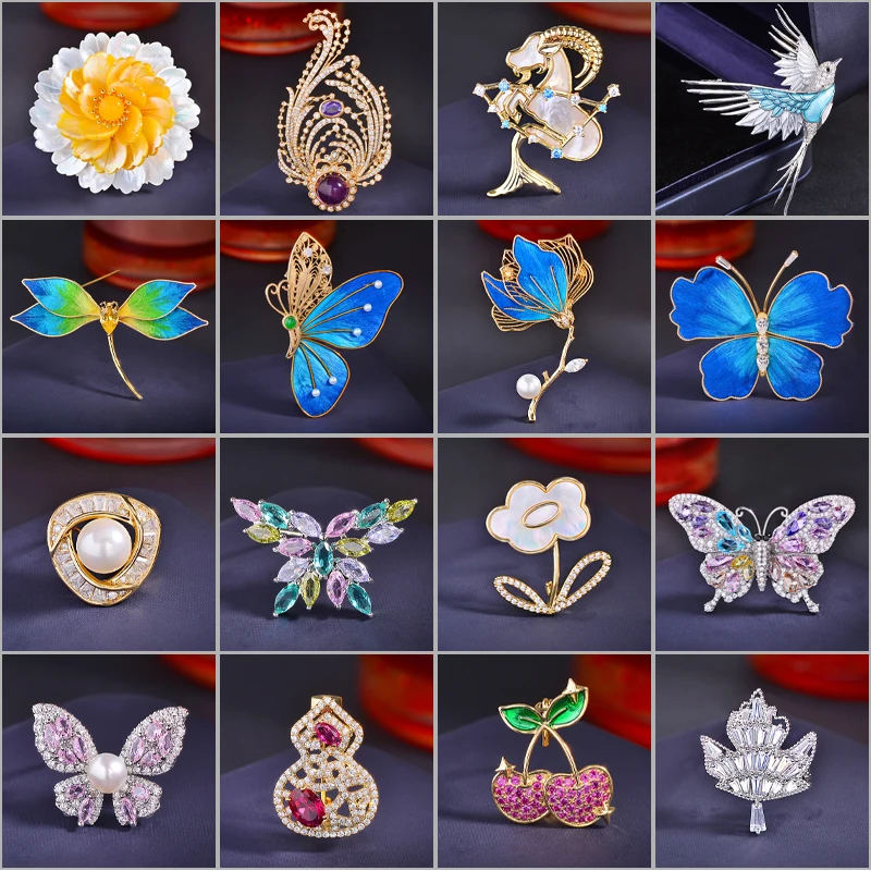

High-end Retro Enamel Animal Brooch Niche Design Luxury Micro-inlaid Zircon Butterfly Broche Fashionable Exquisite Accessories