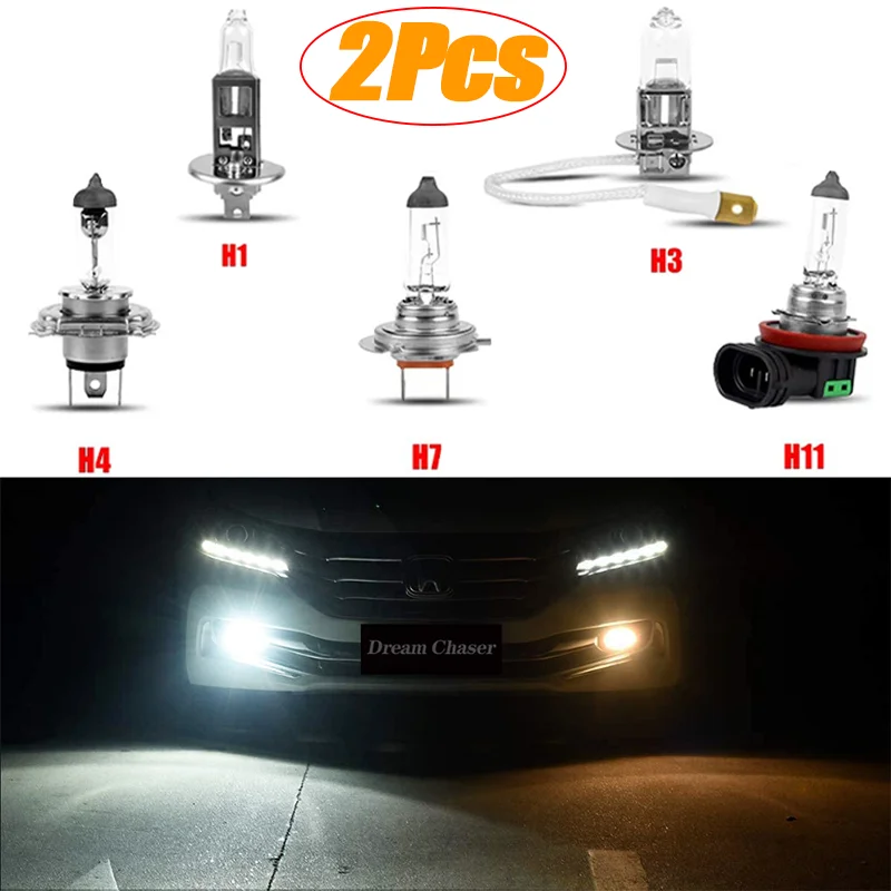 1/2Pcs H1 H3 H4 H7 H11 Original Car Halogen Headlight Super Bright Clear Fog Lights Auto Standard Driving Running Lights 55W 12V