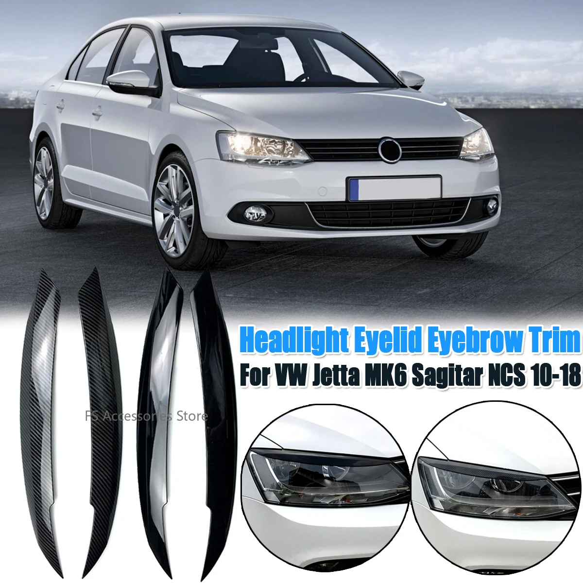 

Pair Car Headlight Eyebrow Eyelid Cover Trim Replacement For VW Jetta MK6 Sagitar NCS 2010‑2018 Eyebrow Eyelids Sticker