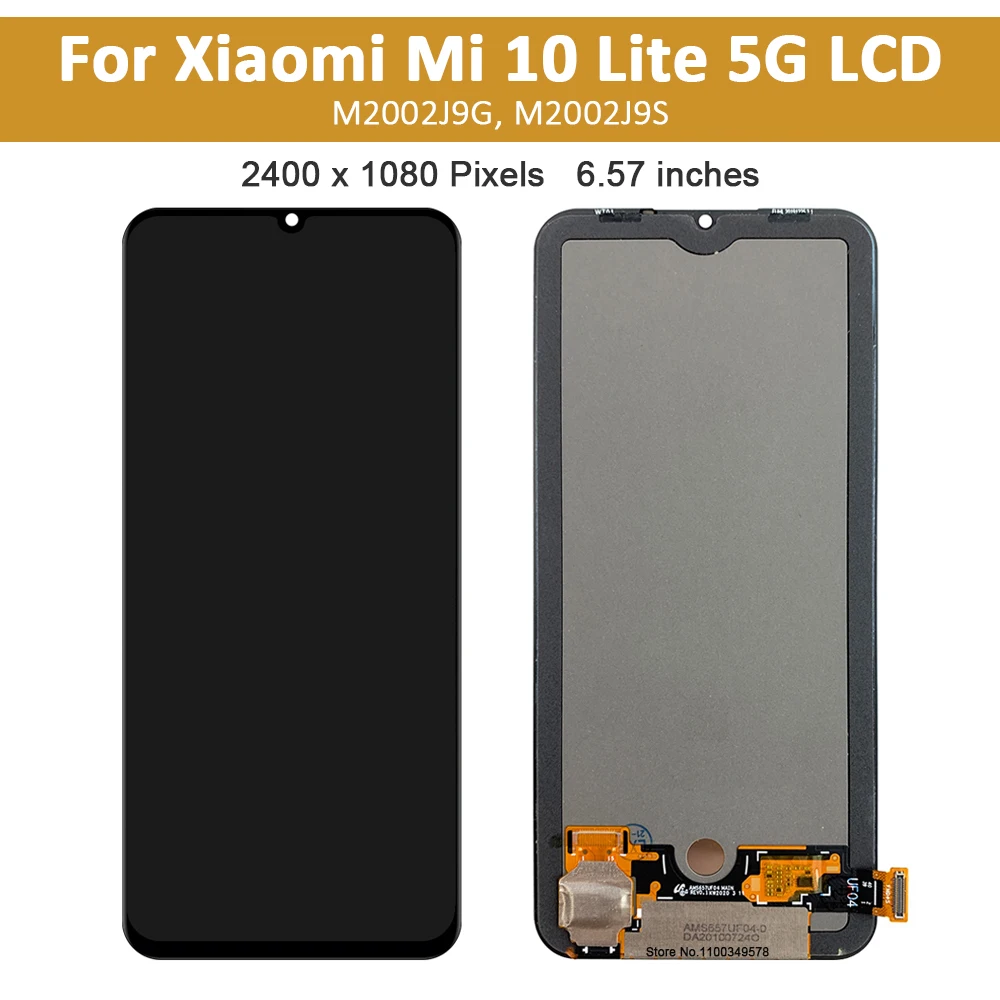 Ban Đầu Năm 6.67 "Màn Hình LCD Xiaomi Mi 10 Lite 5G Màn Hình Cảm Ứng LCD Digiziter Hội Bảng Sửa Chữa Mi10 lite M2002J9G M2002J9S