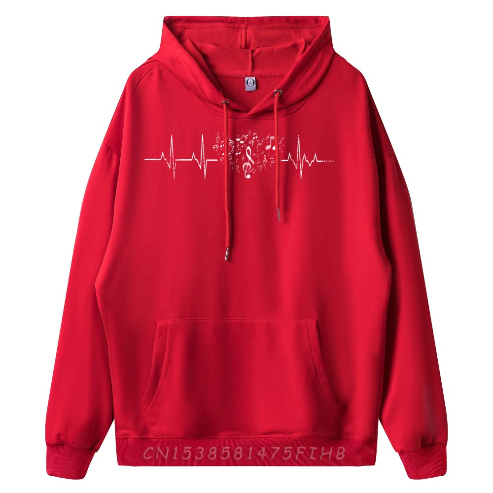 Heartbeat Music Notes Instrumental Teacher and Student Graphic Sweatshirts Men Spring Polyester Fiber Hoodies Men