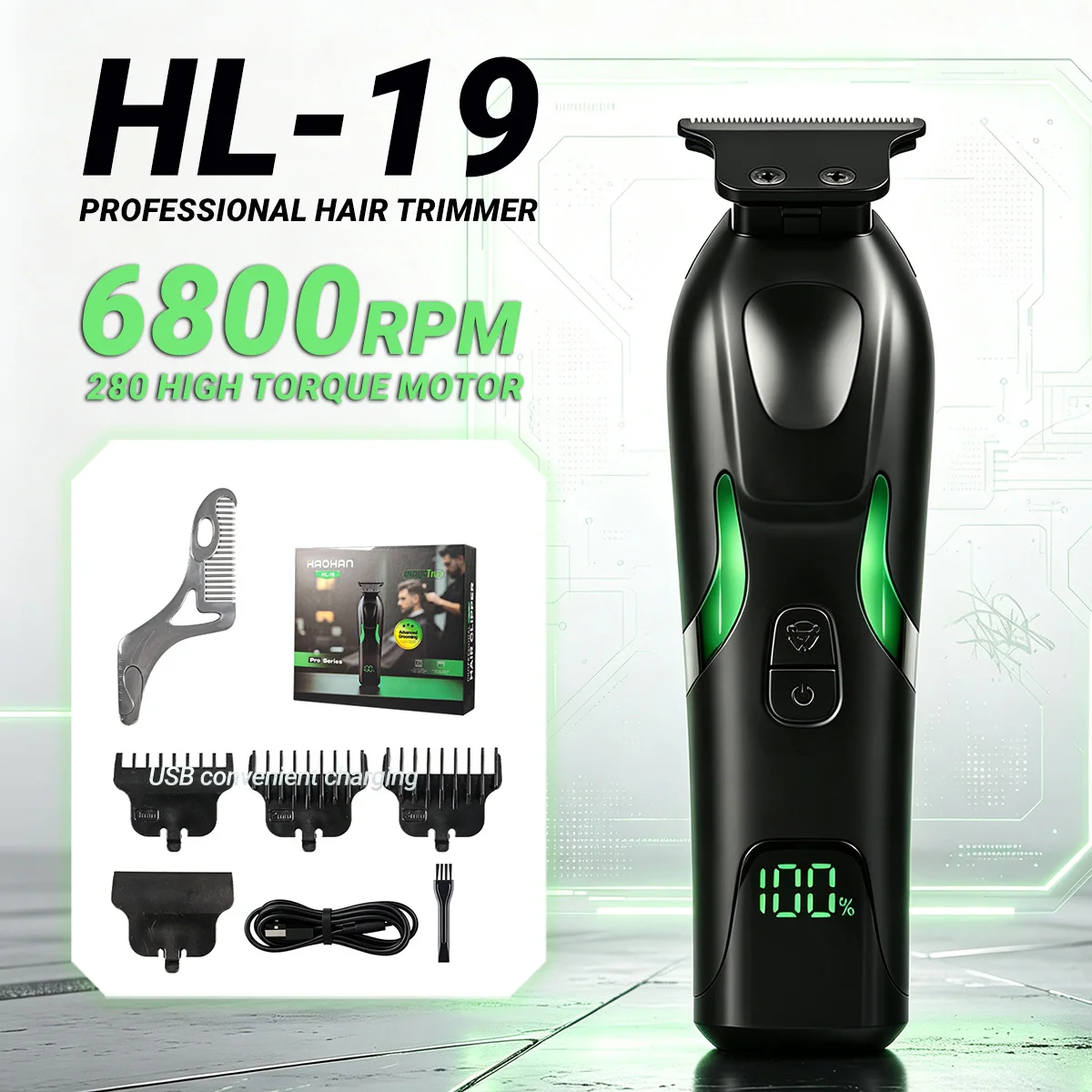 Neuer professioneller BRDCLIP HL18-19 Hochgeschwindigkeits-Haarschneider, elektrischer kabelloser Trimmer, Herren-Haarschneidemaschinen-Set, Friseurrasierer – Detail 9