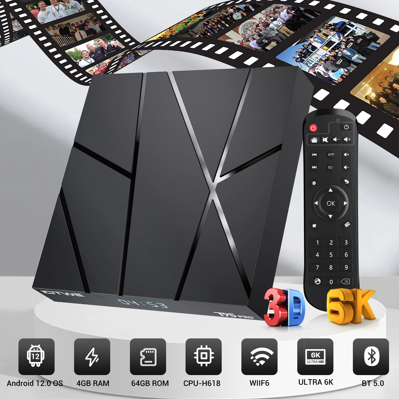 T95PRO Smart TV BOX H618 رباعي النواة 32 جيجابايت 4 جيجابايت أندرويد 13.0 بلوتوث 5.0 WIFI6 6K HD مشغل الوسائط البث