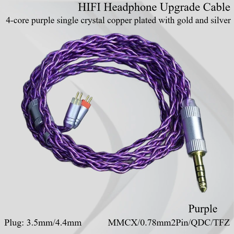 

HIFI Earphone Upgrade Cable IEM MMCX 0.78mm2Pin QDC TFZ 4-strand Single Crystal Copper Gold-plated Twisted Pair Wired Earphone