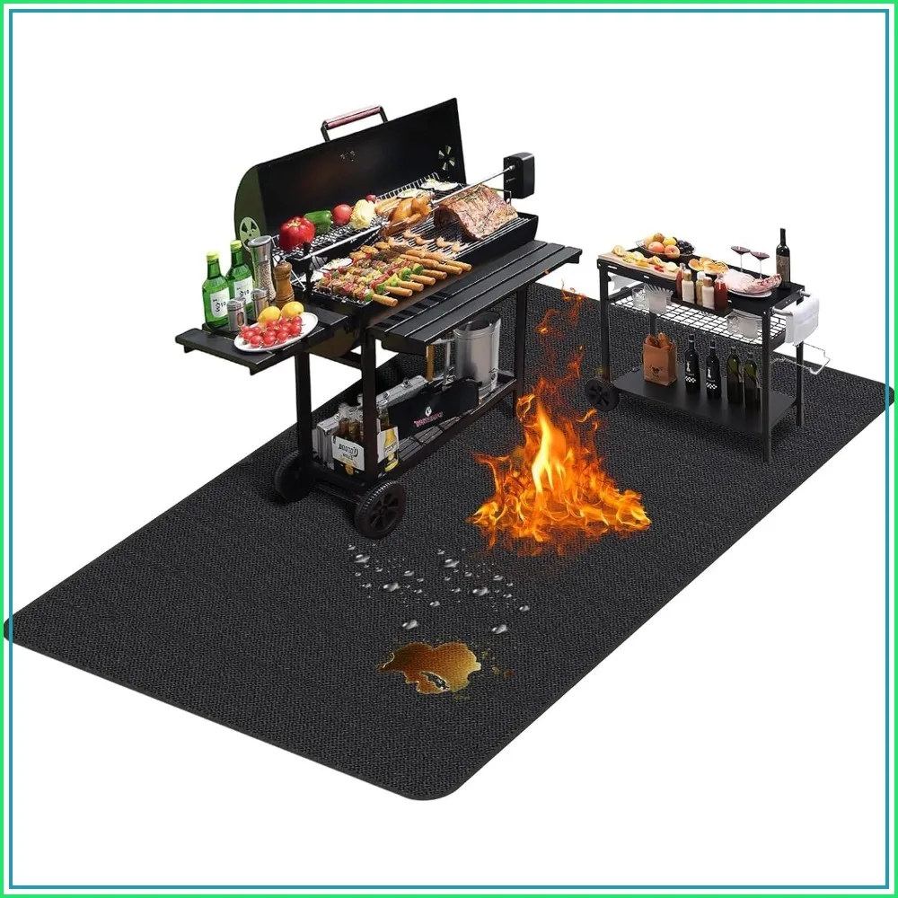 

Large 76x52" Under Grill Mats for Outdoor Grill | Double-Sided Fireproof | Waterproof & Oil-Proof | Easy Clean | BBQ Mat for Deck Patio Lawn