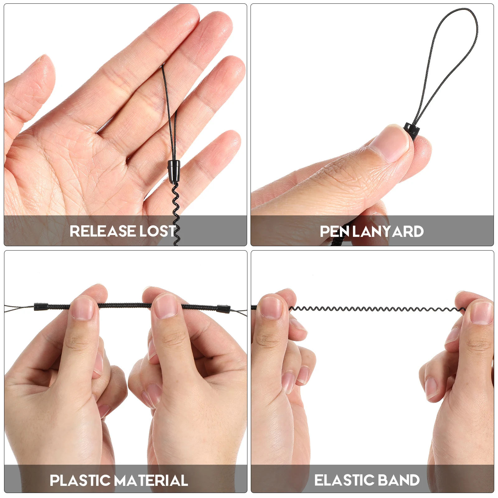 

8 pcs Mini Spring Rope Wrist Lanyard Plastic Touchscreen Stylus Stretch Pen Anti Lost Elastic Retractable Cord Stylus Tether Pen