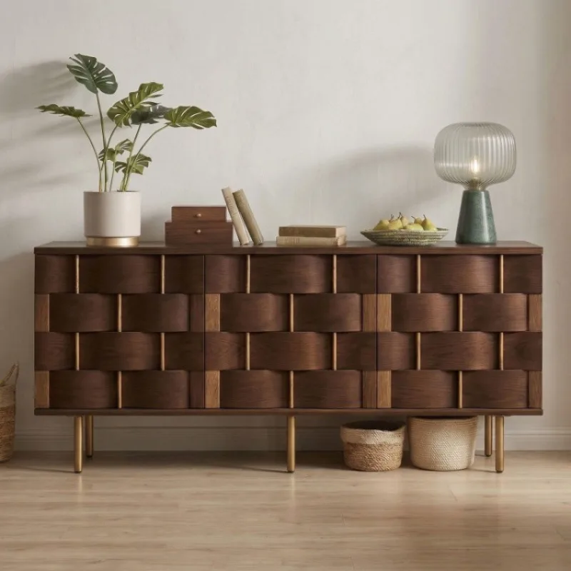 Retro solid wood entrance cabinet Home entrance door Storage cabinet Hotel living room Creative dining side cabinet Locker