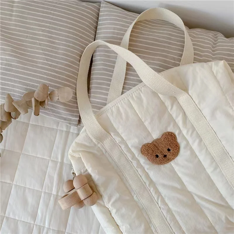 2023 New Fashion Mommy Handbag Portable Cotton Baby Diaper Storage Bag Korean Style INS Hot Women Shoulder Bag Young Moms