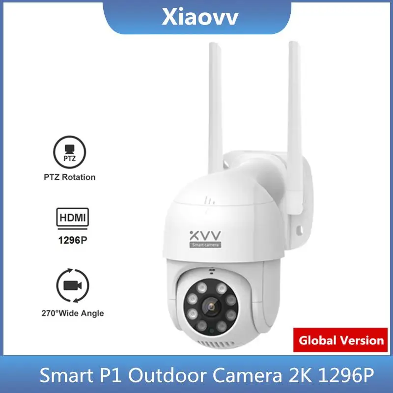 Xiaovv-Câmera Inteligente ao Ar Livre, P1, 2K, 1296P, Girar 270 ° PTZ, WiFi, Detecção Humanoide, Impermeável, Webcam de Visão Noturna, Versão Global, Novo