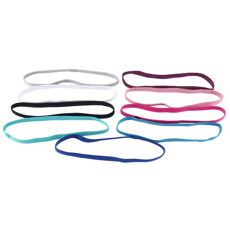 

9 Pieces Thick Non-Slip Elastic Sport Headbands Hair Headbands,Exercise Hair And Sweatbands For Women And Men Multicolor