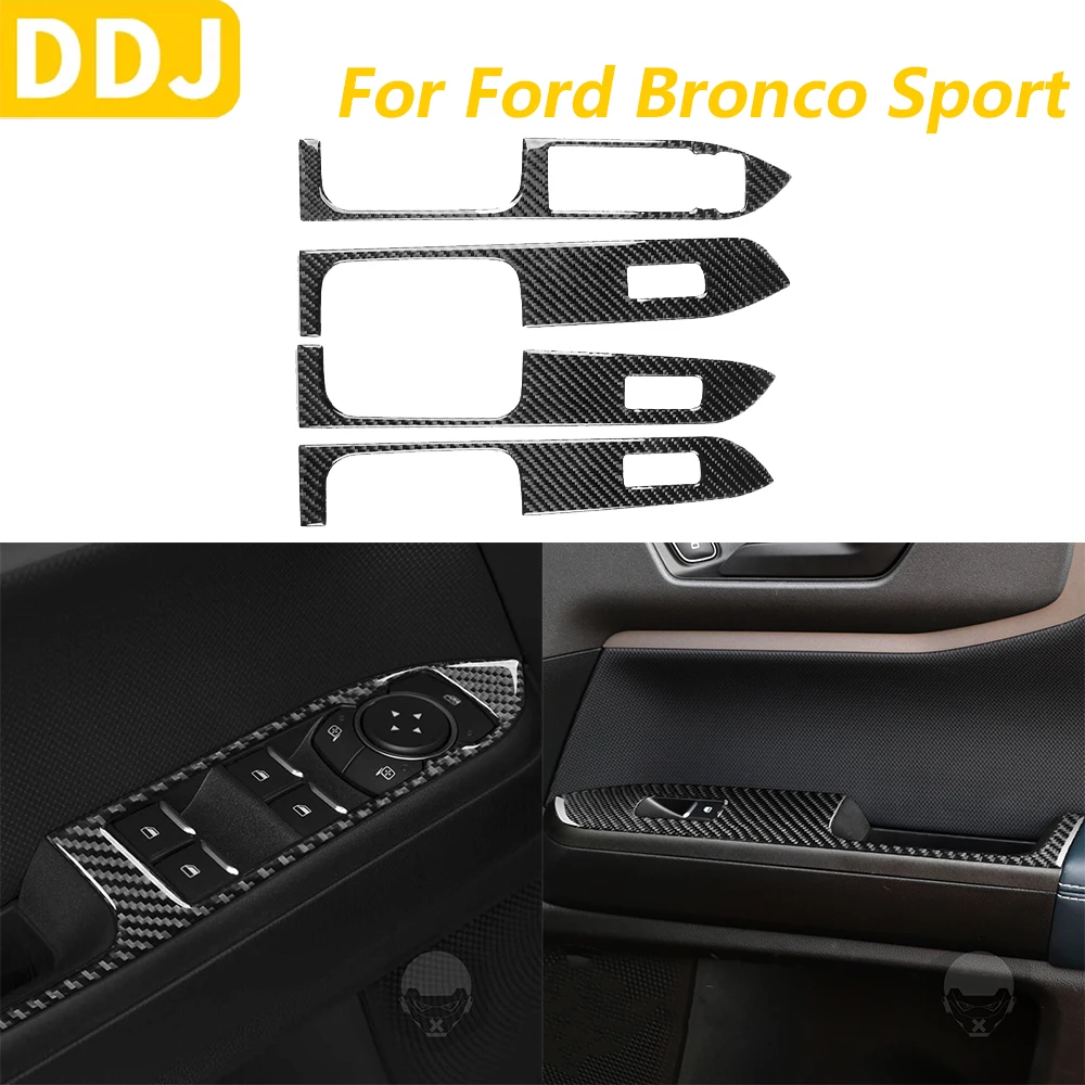 

For Ford Bronco Sport 2021-2024 Carbon Fiber Door Window Lift Switch Control Panel Trim Cover Car Accessories Decoration Sticker