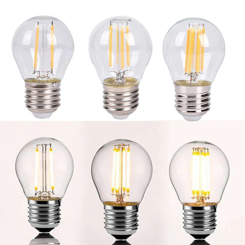 

LED Bulb Spotlight 2W/4W/6W E27 COB Candle/Flame Tip G45 Filament Glass Lamp