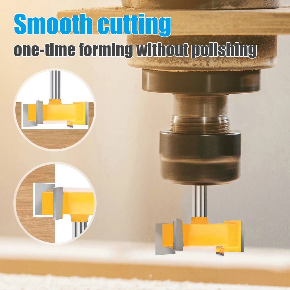 XCAN 1pc 4-Edge T-Type Slotting Cutter 6mm Shank Carbide Router Bit Woodworking Milling Cutter For Wood Face Mill
