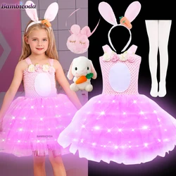 Baby Girl Easter Bunny Tutu Dress for Kids Rabbit Cosplay Costumes Toddler Birthday Party Tulle Outfit Halloween Holiday Clothes