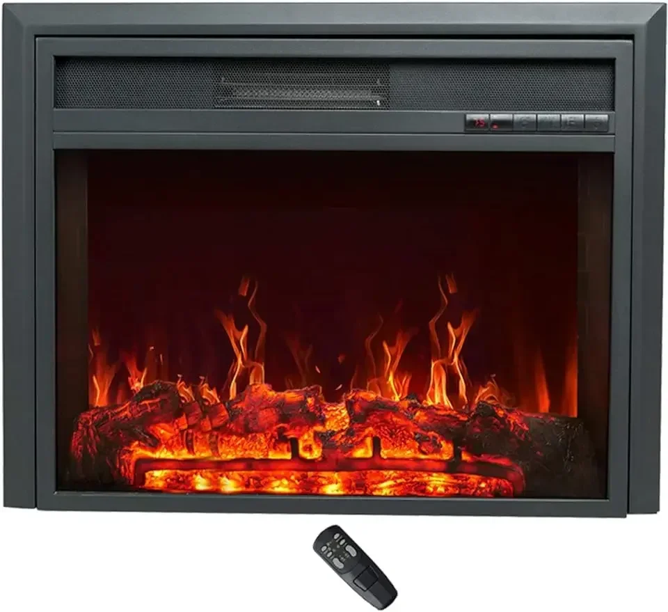 C-Hopetree-Portable  Fireplace Insert, Freestanding Heater with Remote and Thermostat, 28 Inch Wide