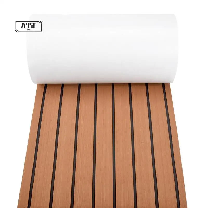 

A45F-6MM Самоклеящийся лист из пены EVA из тикового дерева, морская лодка, яхта, синтетический настил, пенопластовый напольный коврик, напольный коврик 240X45 см