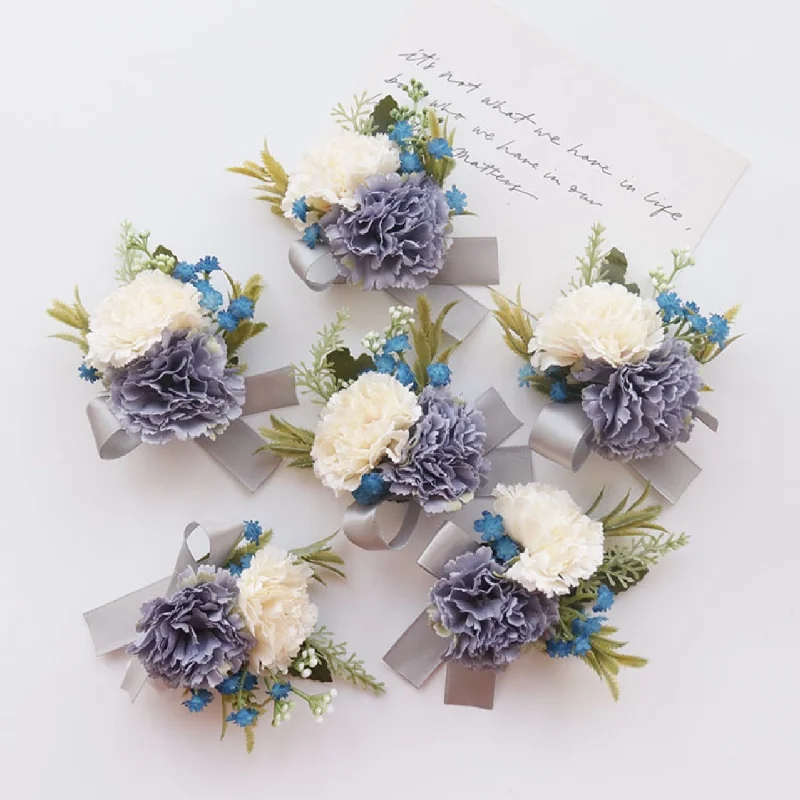 

Wedding Wrist Corsage and Boutonniere2411Wedding supplies wedding flower bouquet artificial business celebration guest blue