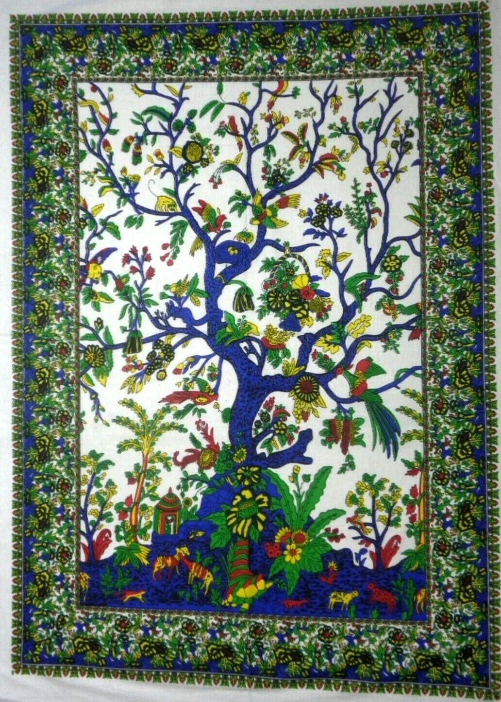 

Tree of Life Tapestry Boho Wall Art Decor with Birds Flowers and Animals for Home Bedroom Yoga Space