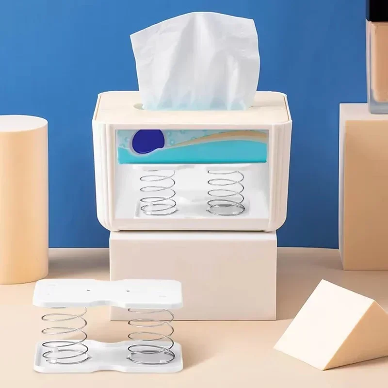 Creative Spring Holder Tissue Box Automatic Lift Loaded Bracket Tissue Box Spring Lifting Support for Home Storage Supplies