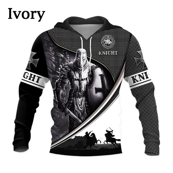 Herren Ritter Templer 3d gedruckt Hoodie lustige Mode lässige Persönlichkeit Hip Hop Langarm coolen Pullover