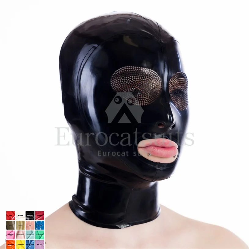 

Latex Mask with Transparent Clear Face Rubber Headwear Hood