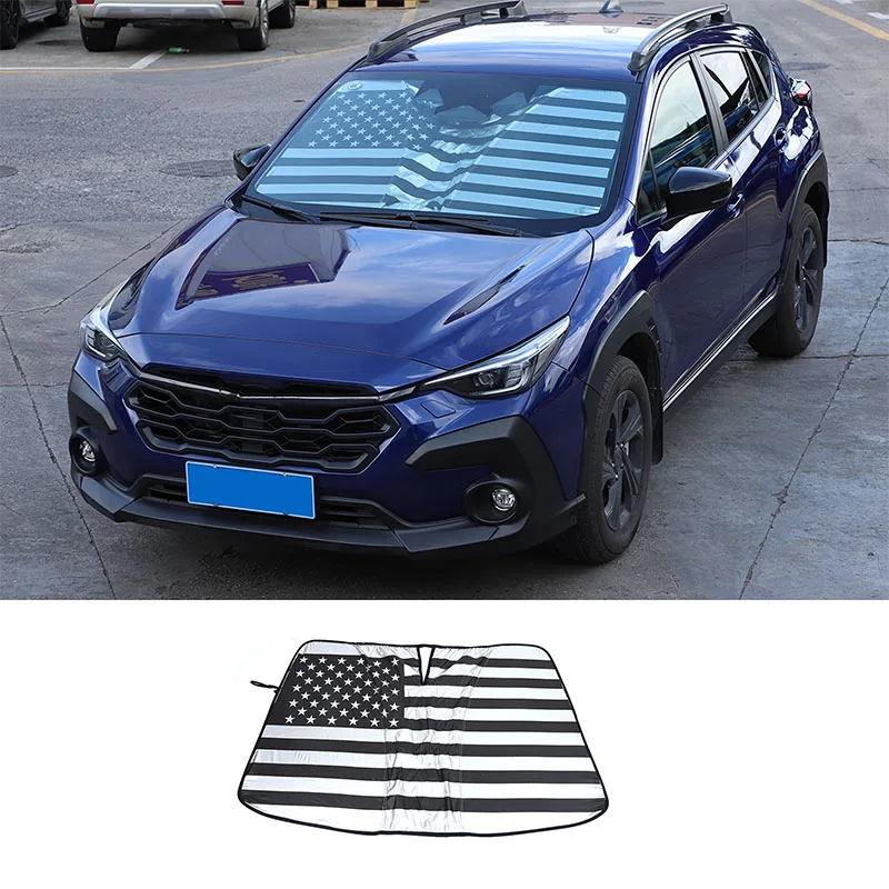 For 18+ models Subaru XV/Xubao front glass sunshade 1-piece set (memory wire type/American flag) auto accessories