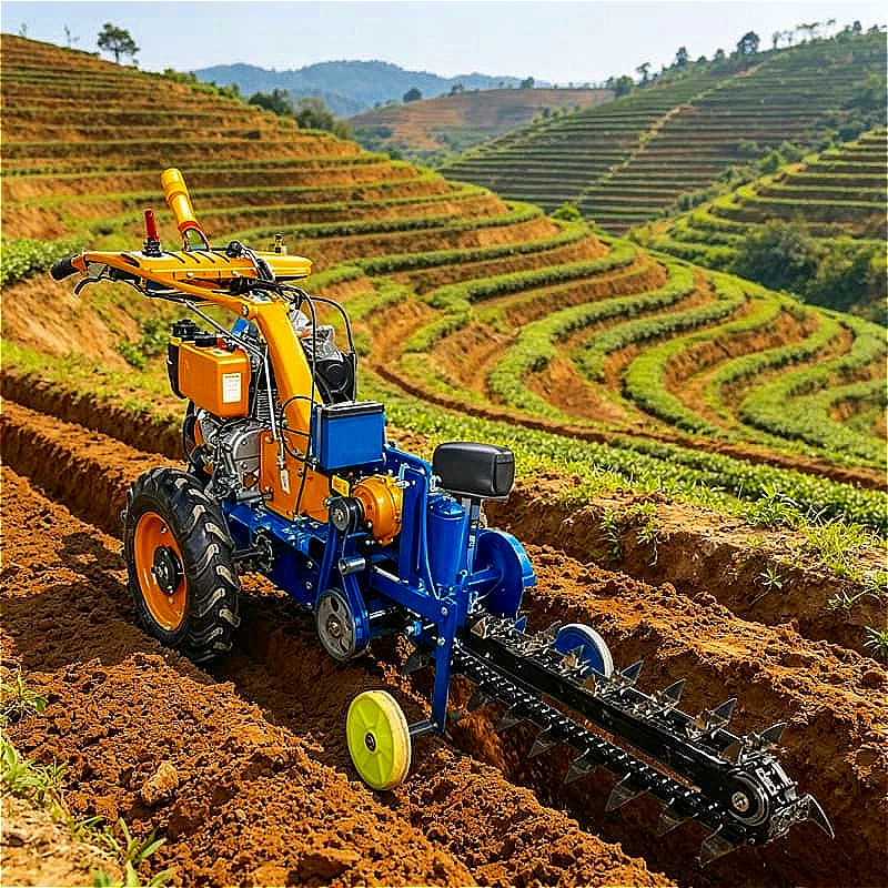 Mini Trench Machine Dual Auger Spoil Removal Trencher Customized Clean Efficient Underground Utility Installation Road Works