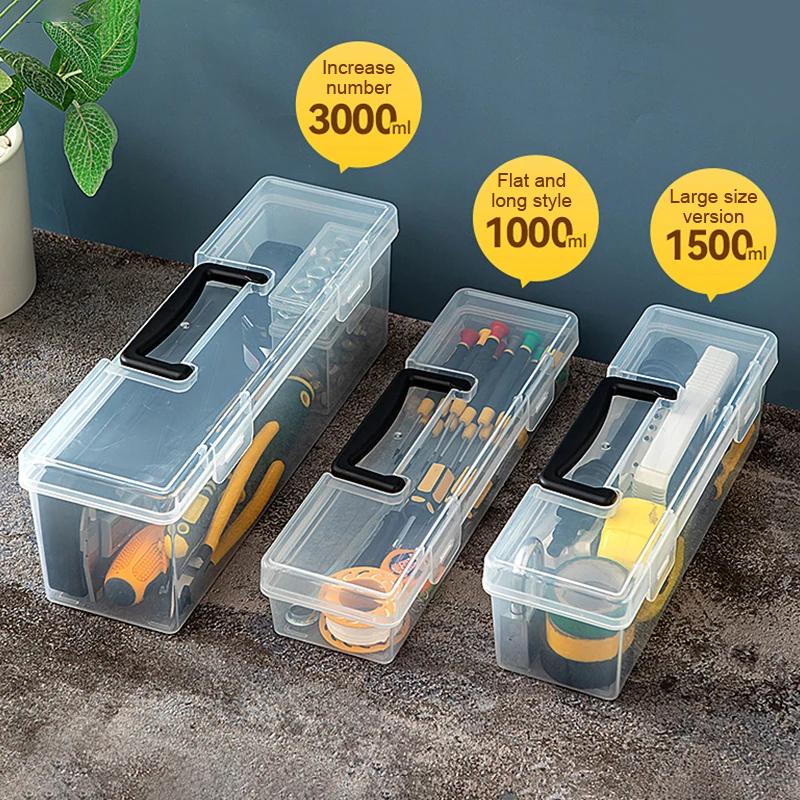 Plastic Organizer Box Transparent Portable Multipurpose Electrician Drill Tool Storage Hardware Case