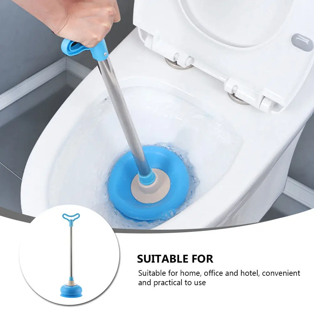 1Pcs Bathroom Toilet Plunger Suction Cleaner Blue Rubber Drain Dredging Tool for Sewer Cleaning Closestool Clog Solver Home Use view 2
