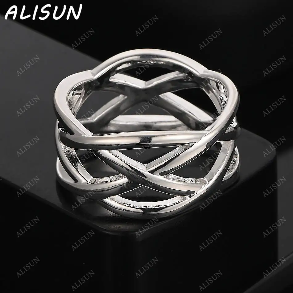 

ALISUN 925 Sterling Silver Size 5-10 Weaving Line Ring For Women Men Fashion Jewelry Charm Grace Noble Wedding Accessories