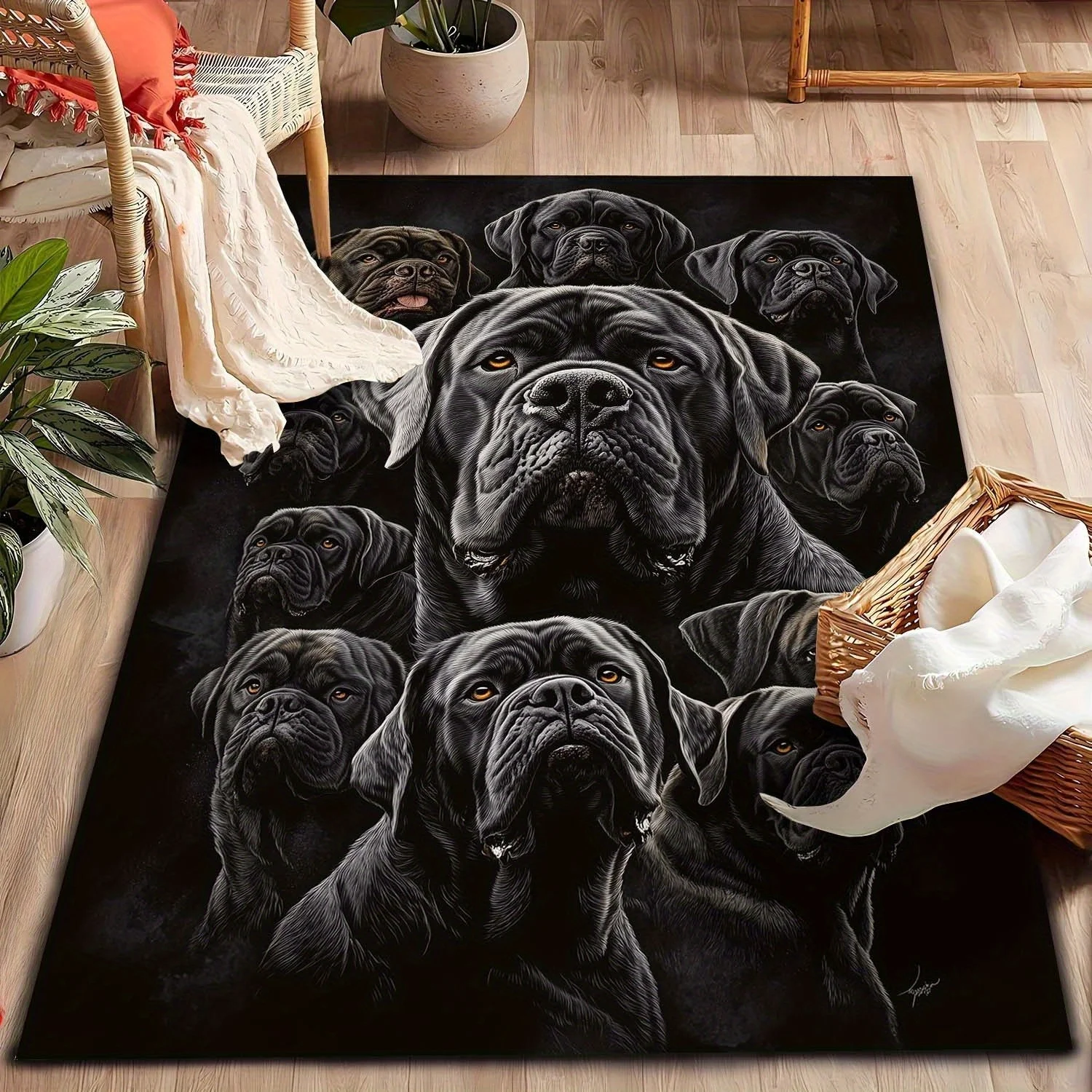 1pc Italian‑Cane‑Corso Rectangular Area Rug, Indoor & Outdoor Floor Mat for Home, Office, Dog‑Lovers Home Decor & Gift