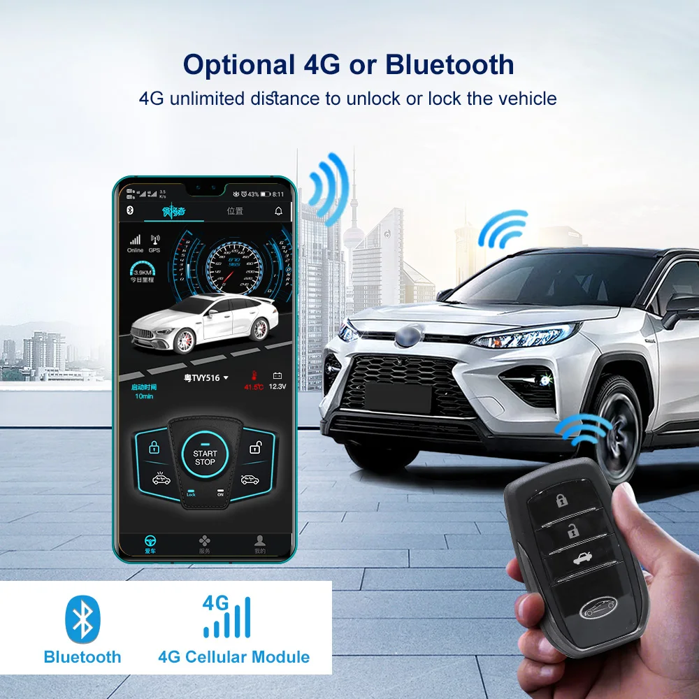 OVI Auto Start op afstand Auto-alarmsysteem met afstandsbediening Smart Phone Motorstart